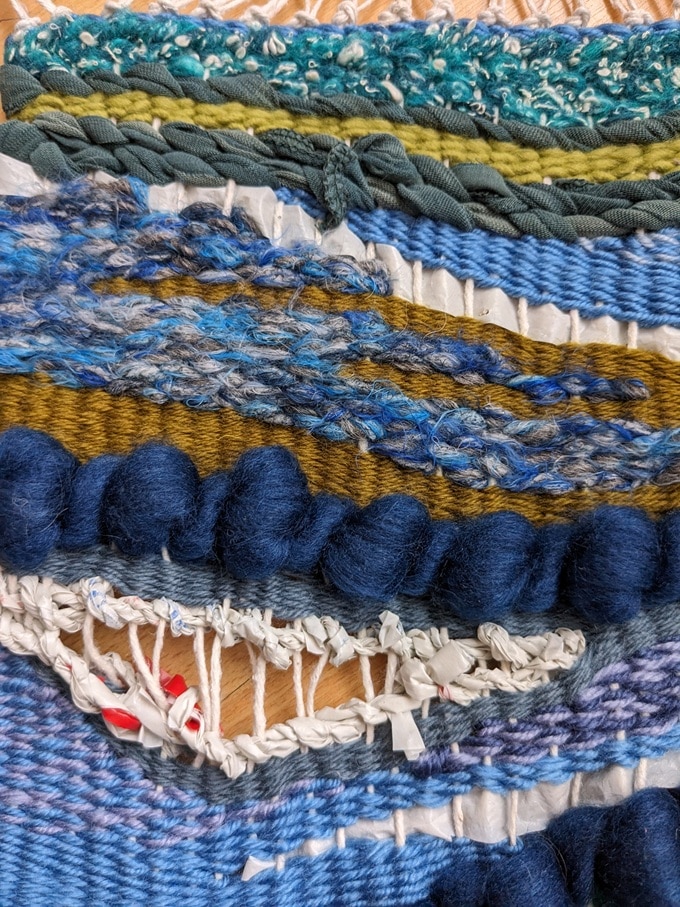 Detail of Woven Artwork Containing Hand-Spun ‘Plarn’